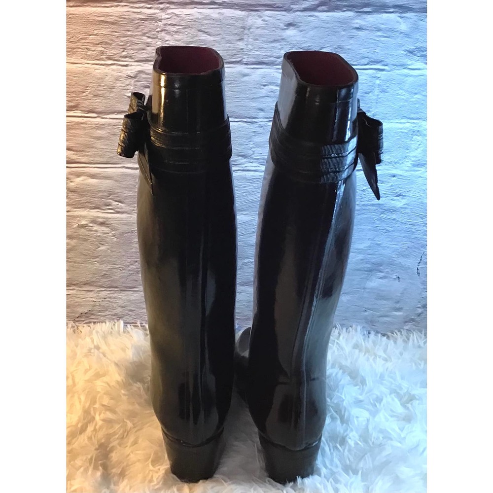 Kate Spade Shinny Black Rubber Rain Boots Women’s SZ 8 - Picture 4 of 6